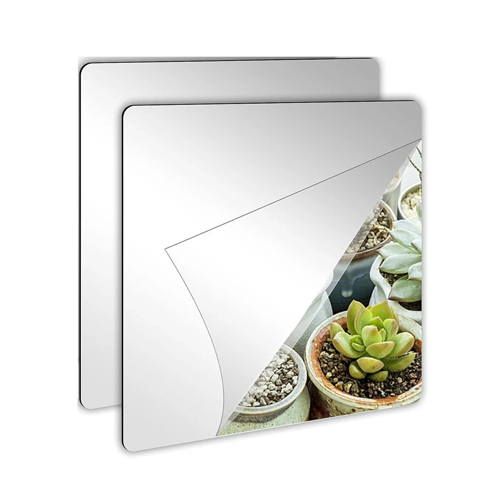3D Mirror Wall Sticker DIY Square Acrylic Decal 2mm Full Body Wall Mirror Stickers for Bedroom Living Room Home Decor 2/4pcs