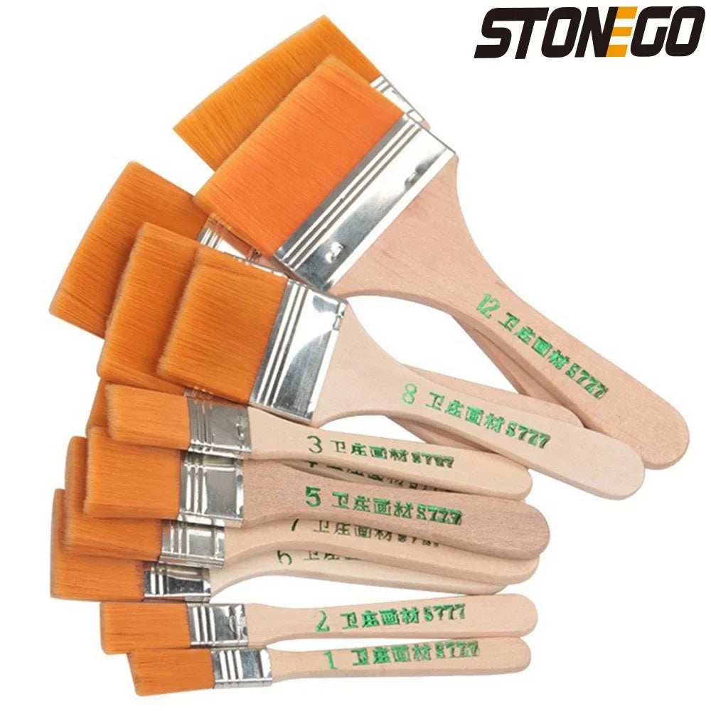 12pcs Nylon Paint Brush Set - High-Quality Synthetic Bristles for Acrylic, Oil, Watercolor, Drawing, and Art Supplies