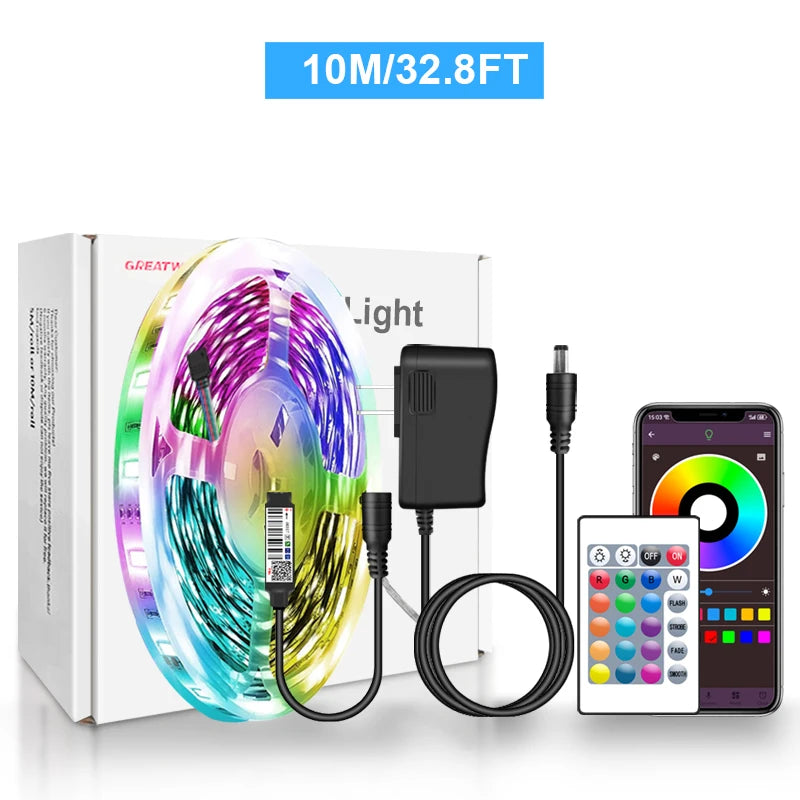 LED Strip Lights RGB 5050 LED Strips Bluetooth APP Control Color Changing DC 12V 30LEDS/M Per Meter For Bedroom Room Kitchen Bar