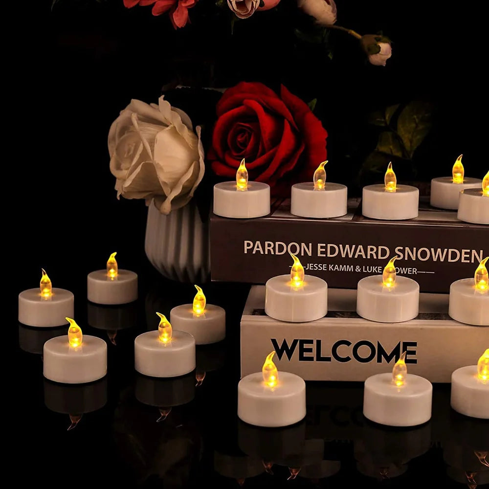 Flameless Flickering LED Tea Lights with Timer 6 Hours On & 18 Hours Off in 24Hours Cycle Automatically LED Votive Candles Light