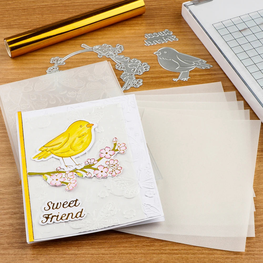 30pcs Colored Gold/Silver Frosted Smooth Vellum Paper Sheets Heat Resistant Translucent Tracing Paper For Embossing Card Making