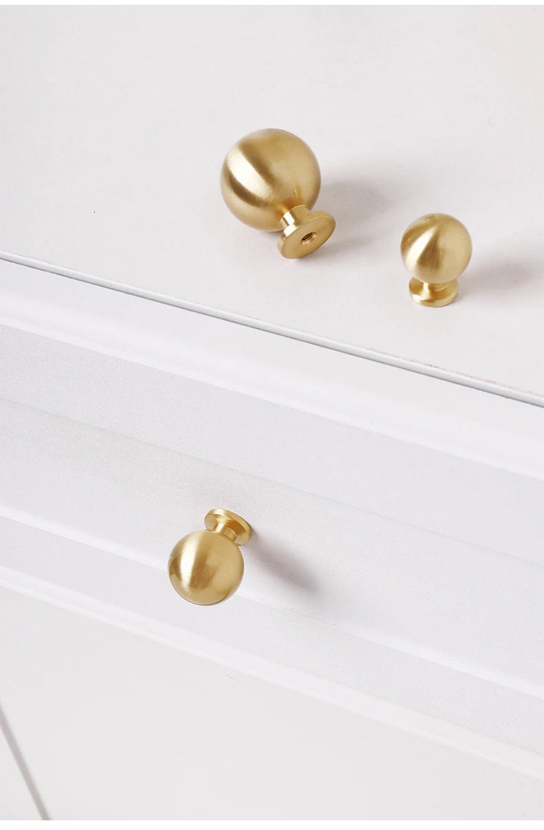 Santaya Brass Knob Round Furniture Handle Ball Modern Minimalist Gold Drawer Knob Wardrobe Pull Kitchen Handle Solid Single Hole