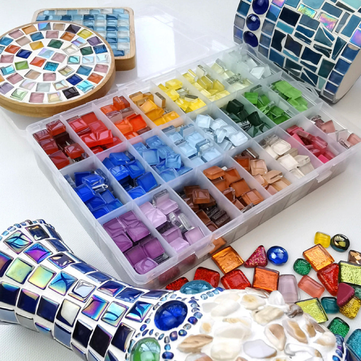 50pcs DIY Ceramic Mosaic Glass Tiles Handmade Mirror Decorative Ceramic Tile Wall Technology Colored Crystal Decorative Material