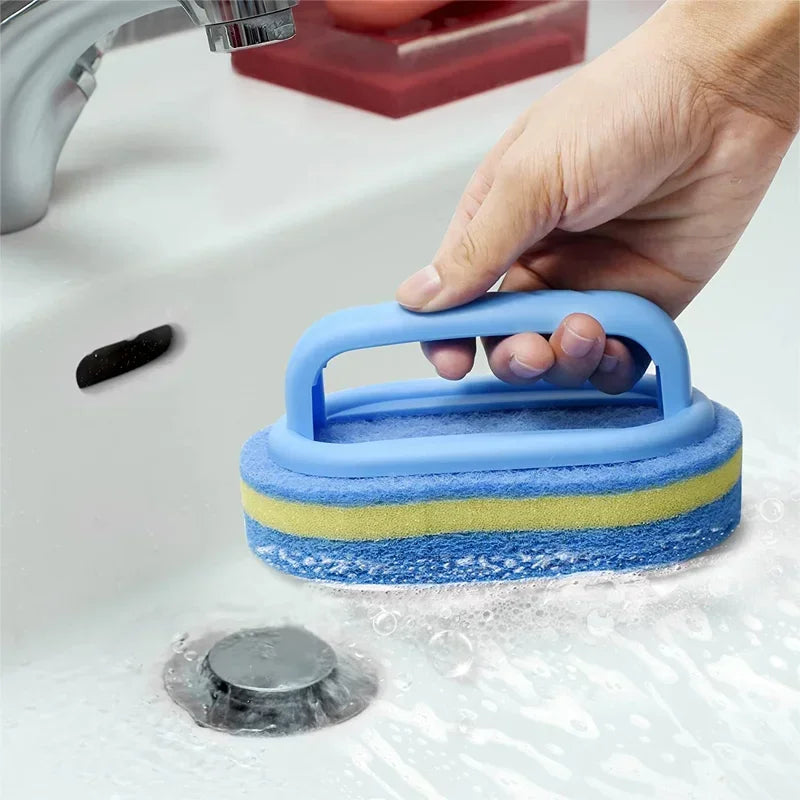 1pc Kitchen Sponge Wipe Thickening Cleaning Brush with Handle  Bathroom Tile Bathtub Cleaning Sponge Cleaning Supplies Cleaner
