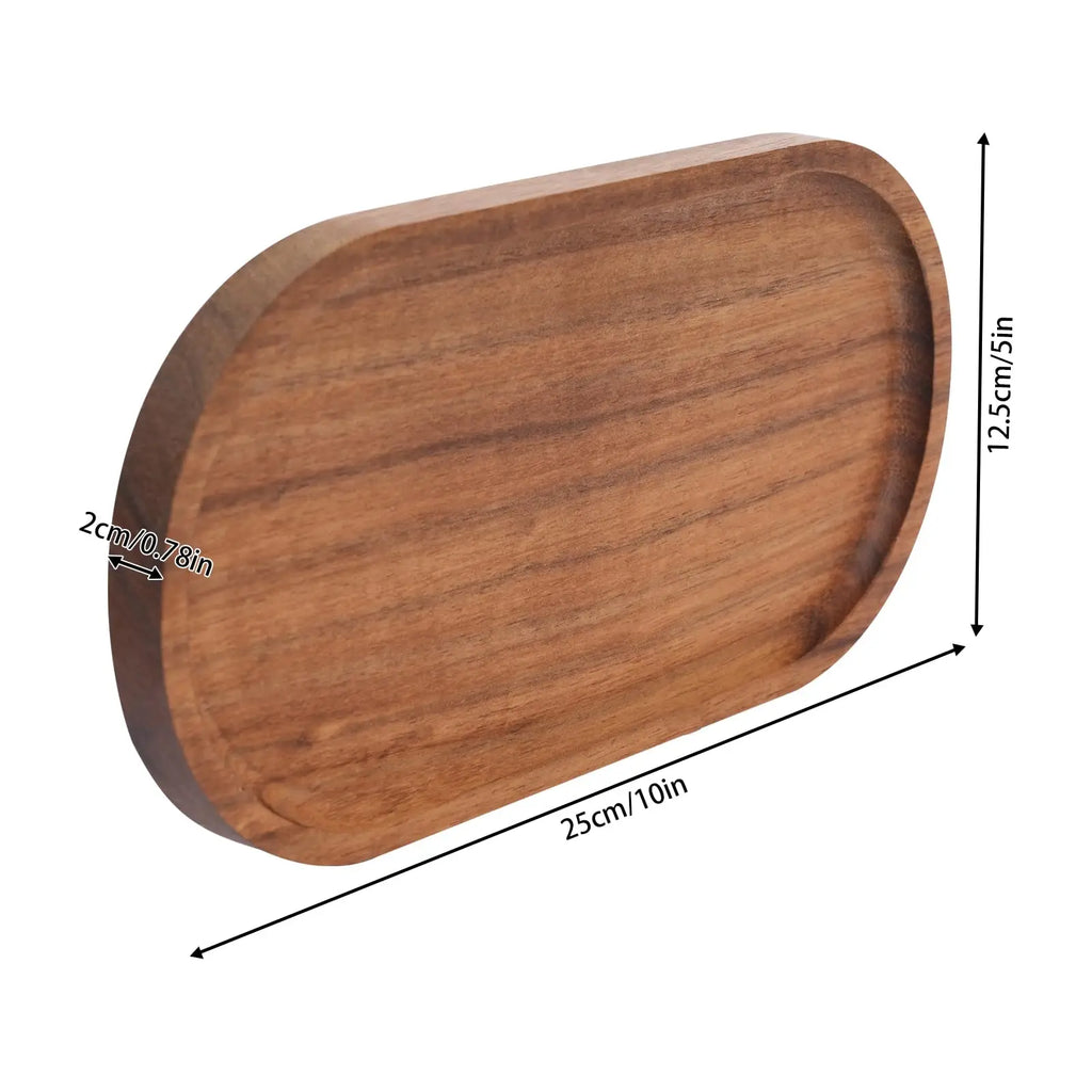 Wooden Serving Tray Oval Wood Tray 12 Pcs Decorative Tray for Coffee Table 10 * 5 * 0.78in