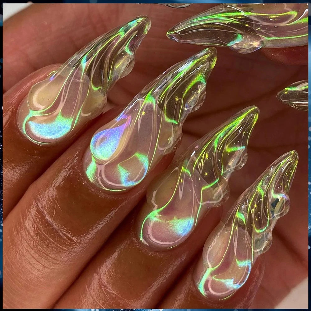 PUENTE 7Pcs/set Aurora Glitter Non-Stick Hand Extension Nail Gel Kit 3D Sculpture Carving Soak-Off UV Nail Art Hard Gel Varnish