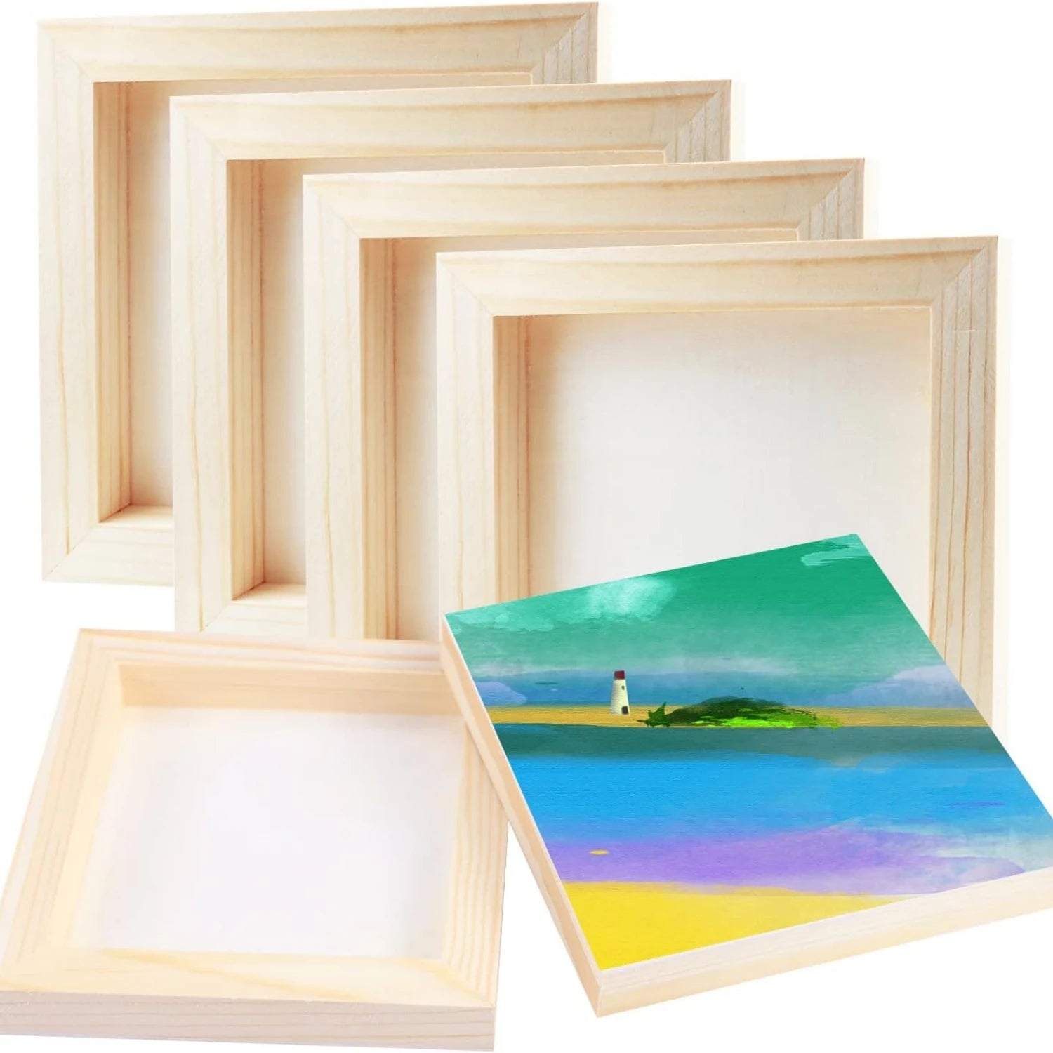 Square Wood Panels, 6x6"/15x15cm, Blank Wooden Canvas Cradled Painting Panel Boards for Drawing, , Pouring, DIY Arts Crafts