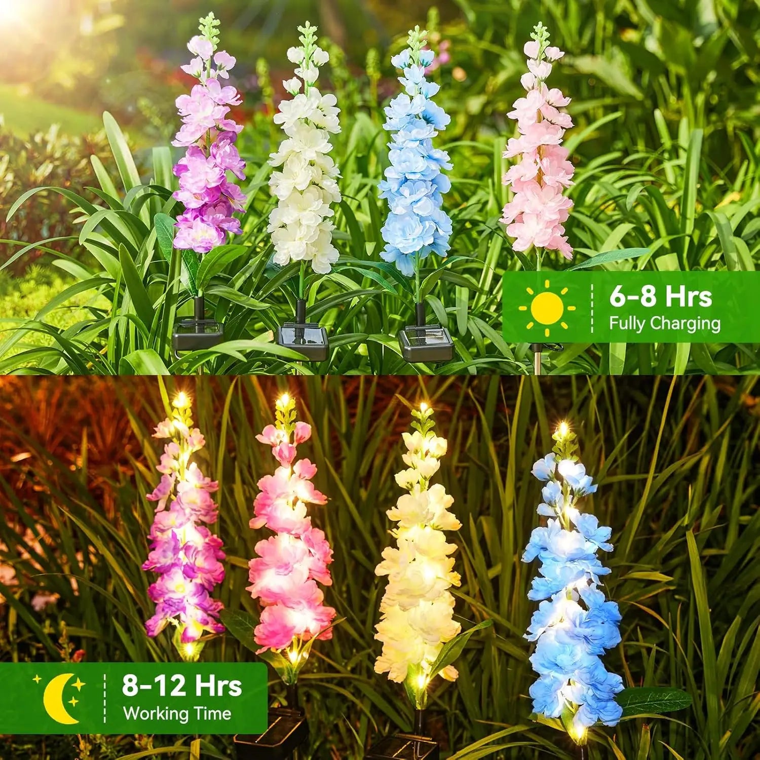2/4 Pack Upgraded Solar Garden Lights with 36 LEDs, Solar Lights for Outside, Outdoor Solar Flowers Lights for Yard Patio