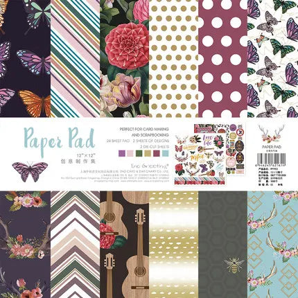 Eno Greeting 26pcs of 12*12inch  Scrapbook Papers  Vintage Flower Background Papers for Card Making Die Cuts Decoration Papers