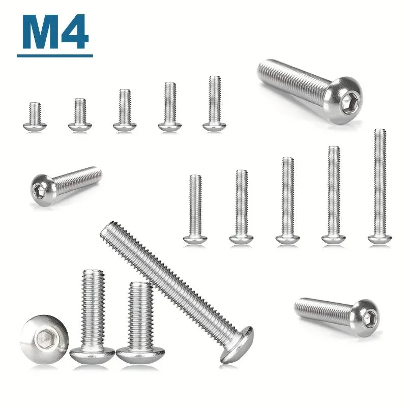 KKM M4 Stainless Steel Bolt Kit - 409pcs Hex Button Head Screws, Nuts & Washers Assortment Set" (92 bytes)