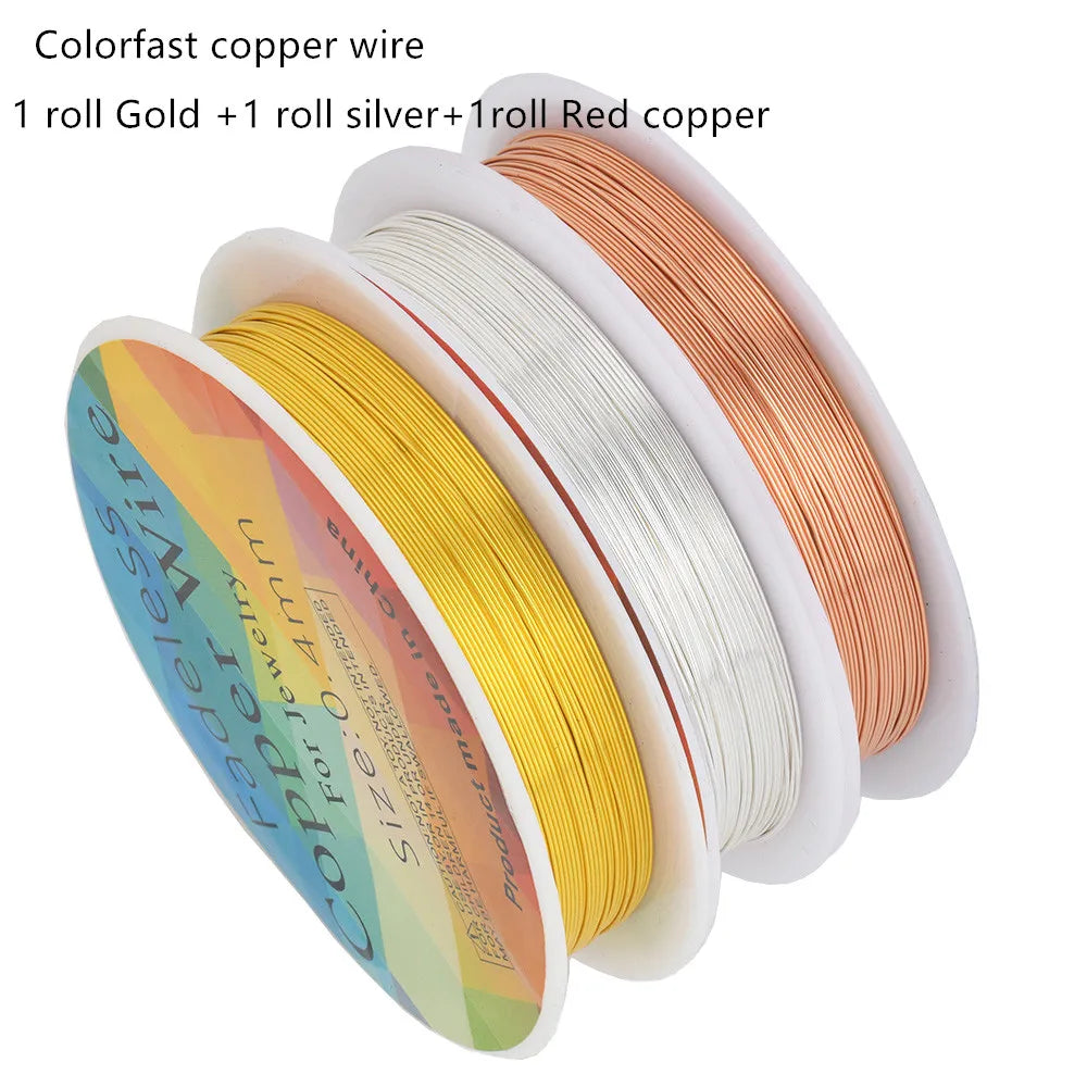 Colorfast Copper Wire For Bracelet Necklace Jewelry DIY Accessories 0.2/0.25/0.3/0.5/0.6/0.7/1.0mm Craft Beading Wire HK018