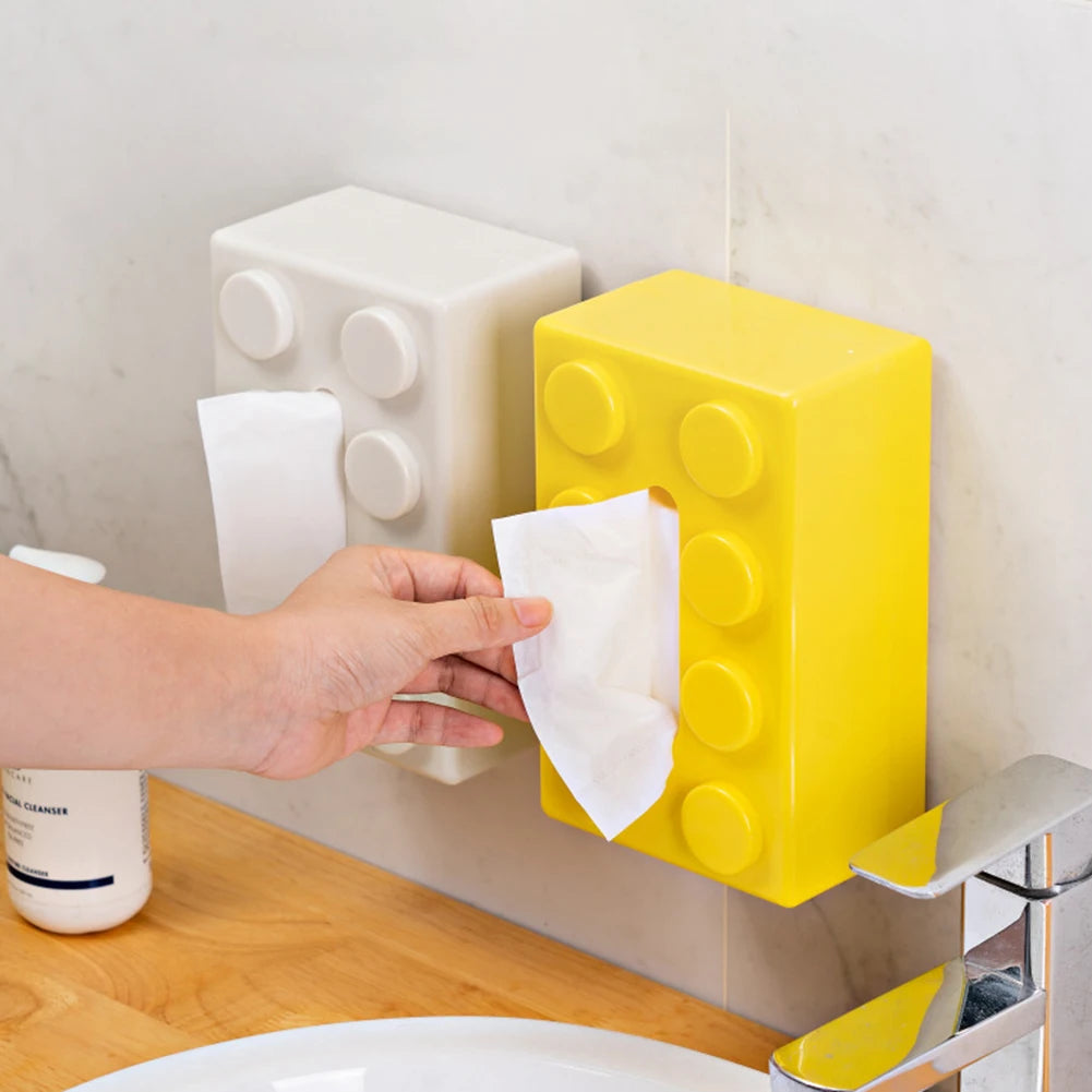 Creative Building Block Paper Towel Holder Cute Napkin Holder Tissue Storage Box for Livingroom Bedroom Bathroom Home Office