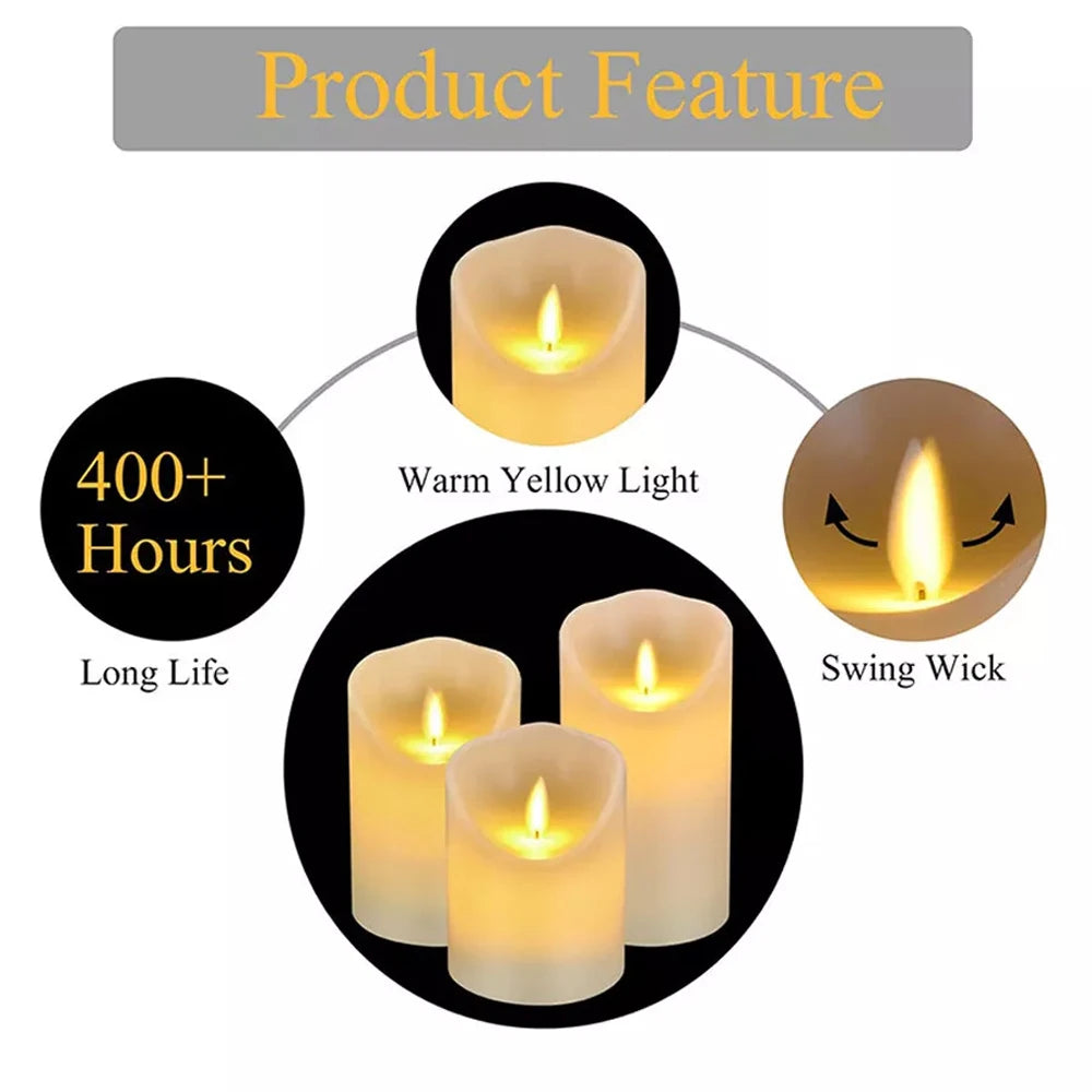 Flickering Flameless Candles 3X Battery Operated Flickering Led Candles Flameless Wax Pillar Candles Light Waterproof Pillar Led