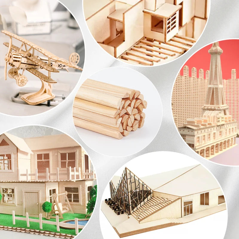 30Pcs Half Round Wood Sticks 13.8x0.3 inch Unfinished Wooden Dowels Strips 3.5mm Thick Wooden Round Dowel Rods Natural Wood