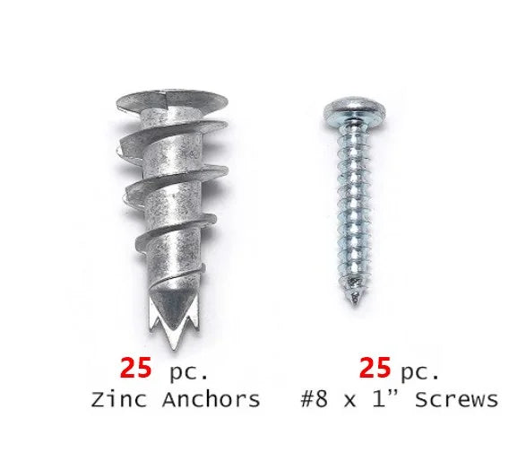 50/100 PCS Self-Drilling Drywall/Hollow Wall Anchor Kit With Zinc Plated Cross Head Self Tapping Screws ﻿