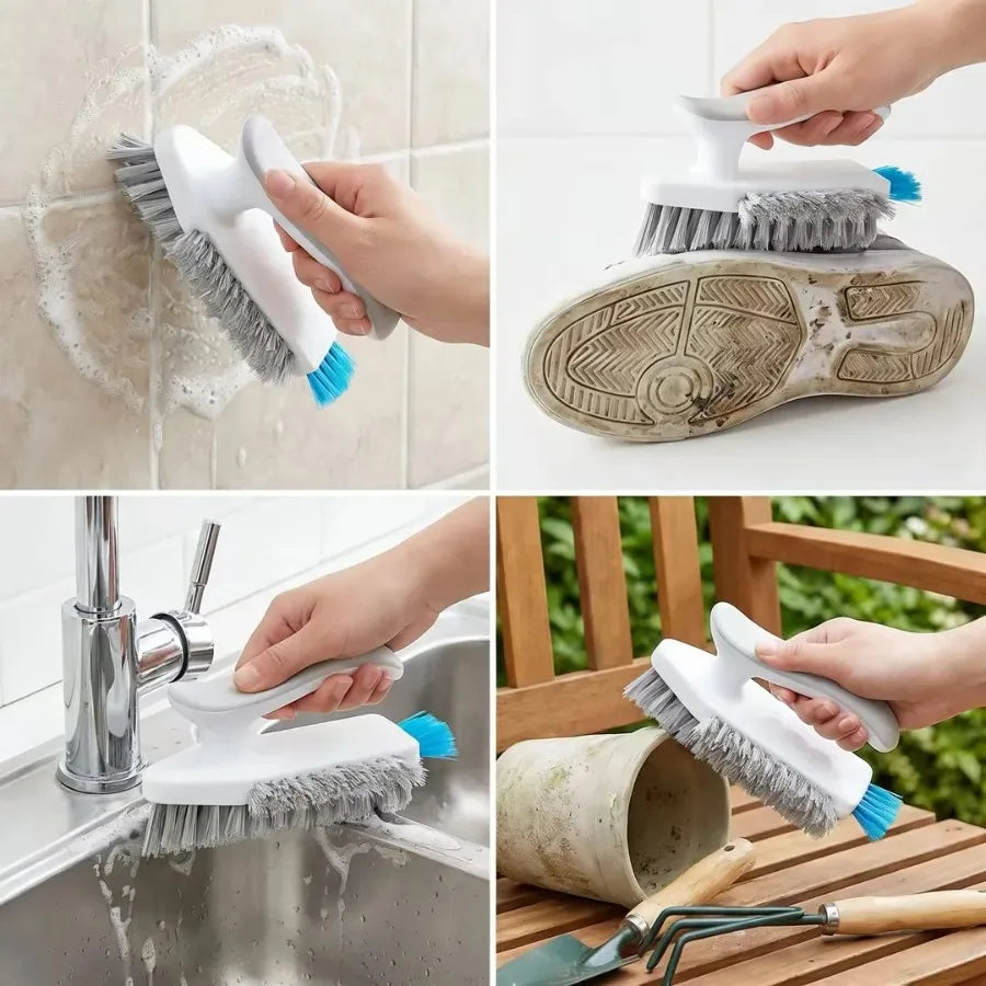 1PC White V-Shaped Grout Brush – 90° No-Dead-Angle Cleaning Brush with Scraper for Bathroom Shower & Floor Tile Grout