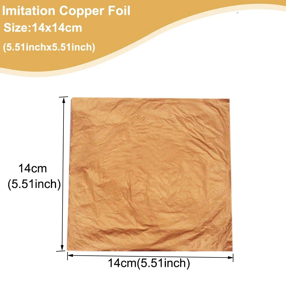100pcs Imitation Gold Sliver Copper Foil Paper DIY Resin Candle Plaster Craft Leaf Flake Gilding Sheets Art Nail Home Decoration