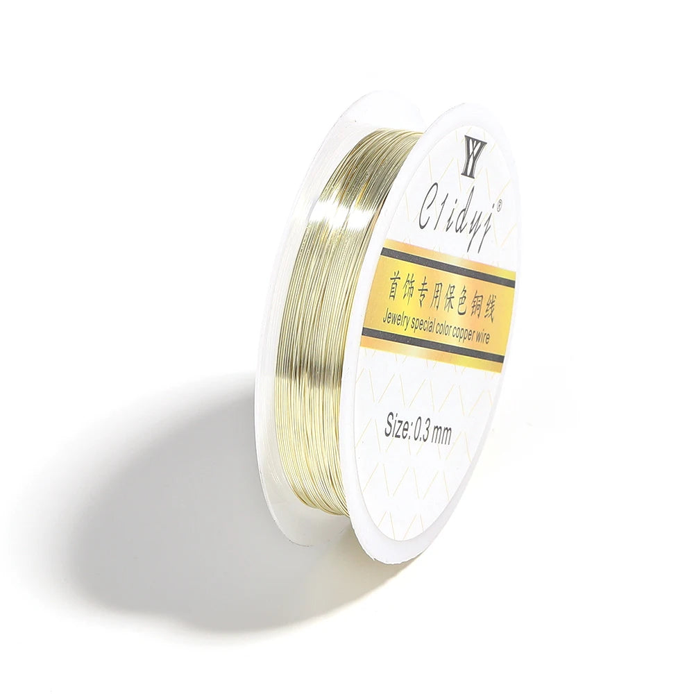 1Roll Gold Color Copper Wire 0.2/0.3/0.4/0.5/0.6/0.7/0.8/1.0mm Beading Cord Wire DIY For Beads Jewelry Making Accessories