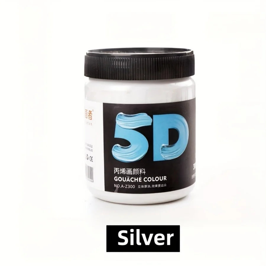 50/100/300ml Silver Acrylic Paint Metal Pearlescent Hand-painted Gypsum Glue Waterproof and Non-fading DIY Painted Paint