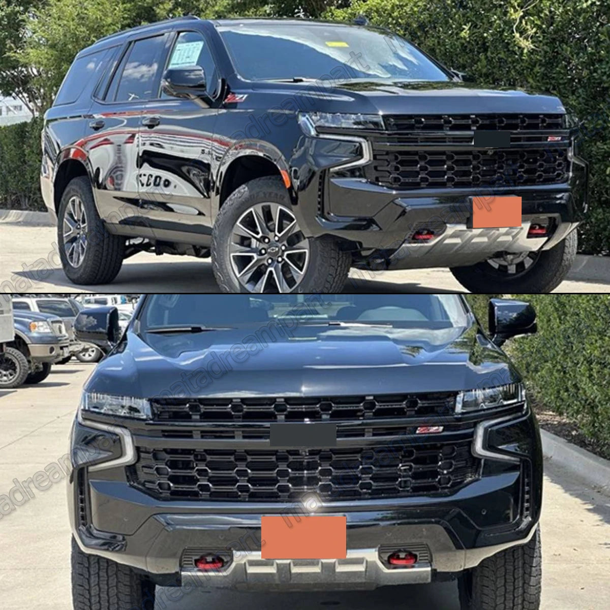 Front Upper Grille Molding Trim Fit For Chevrolet Tahoe/Suburban 2021-2024 Front Bumper Grille Surround Body Kit Glossy Black