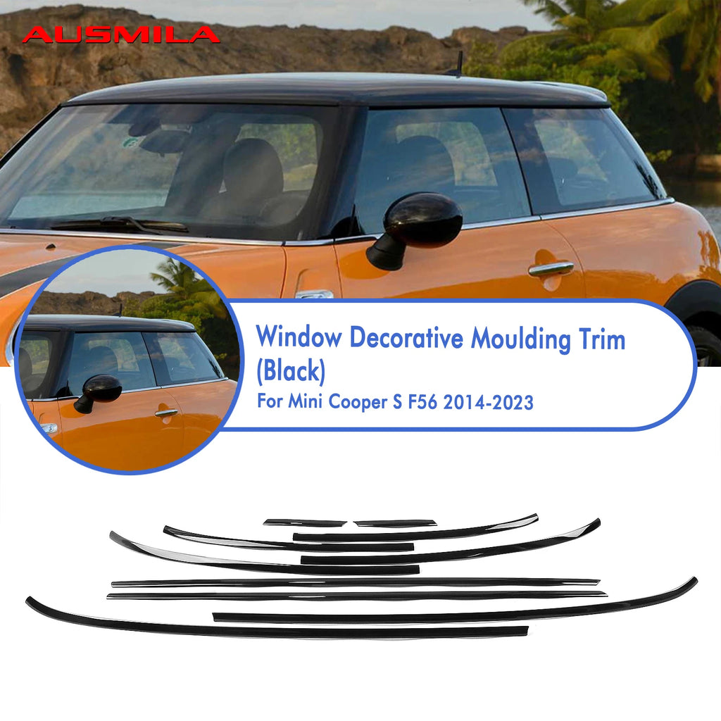 For Mini Cooper S F56 2-Door 2014-2021 Window Exterior Decorative Moulding Trim Gloss Black Weatherstrip Seal Strip