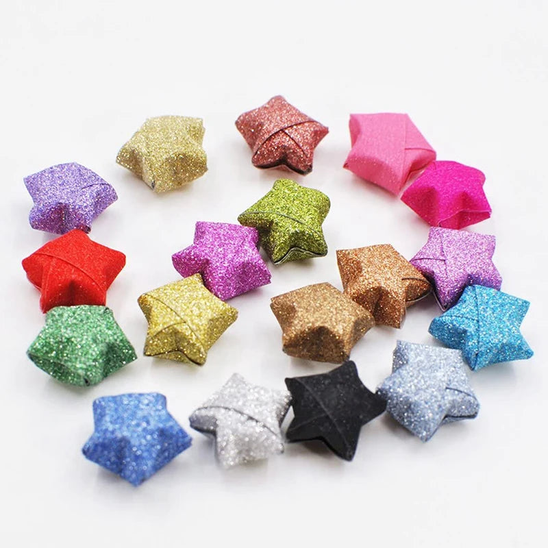 140 Sheets Glitter Paper Origami Stars Paper Strips Lucky Star Decoration Folding Paper Origami for Hand Arts Make Home Decor