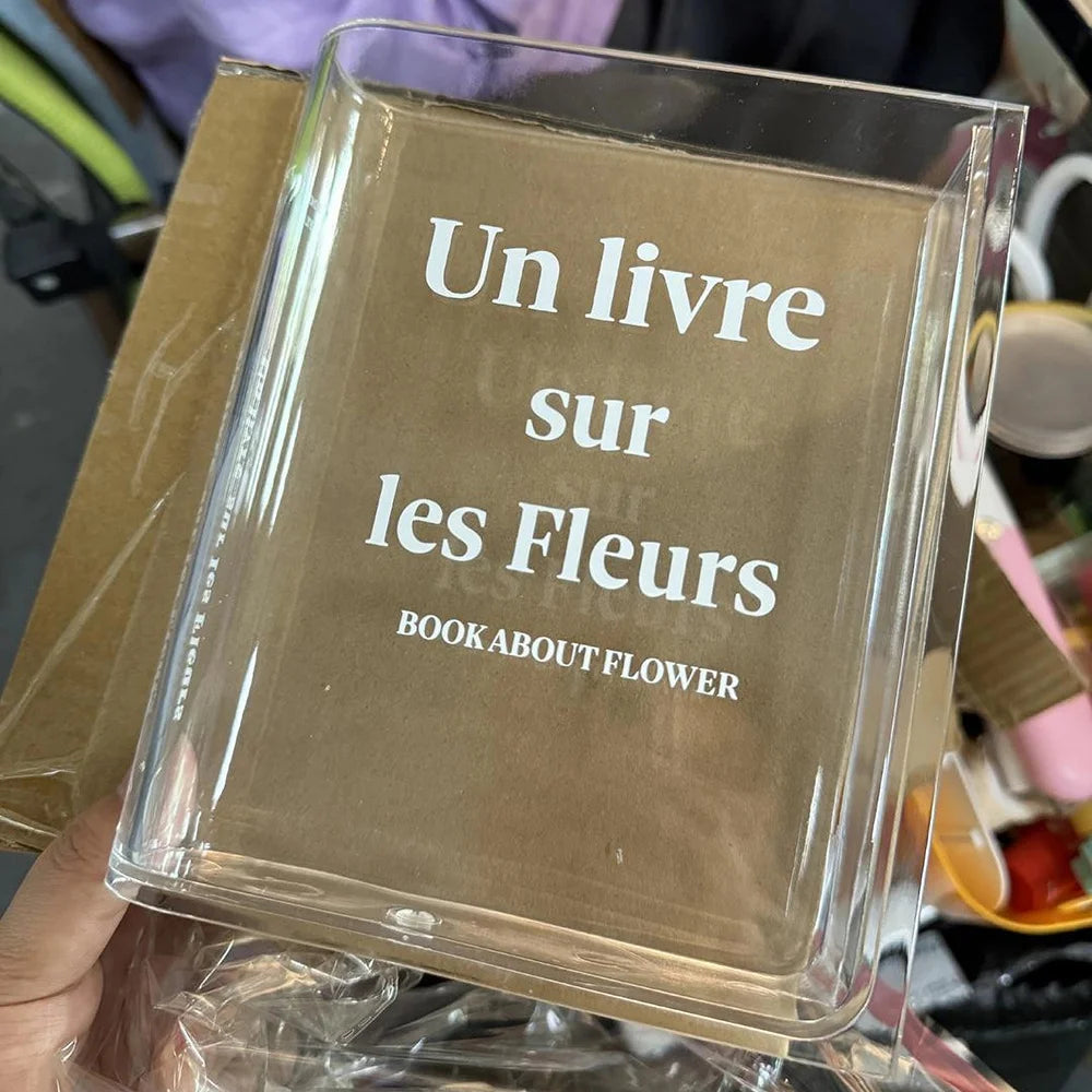 Acrylic Book Shaped Flower Arrangement Box,Book Vase,Nordic Style Acrylic Vase,Hydroponic Flowers,Desktop Decoration Ornament