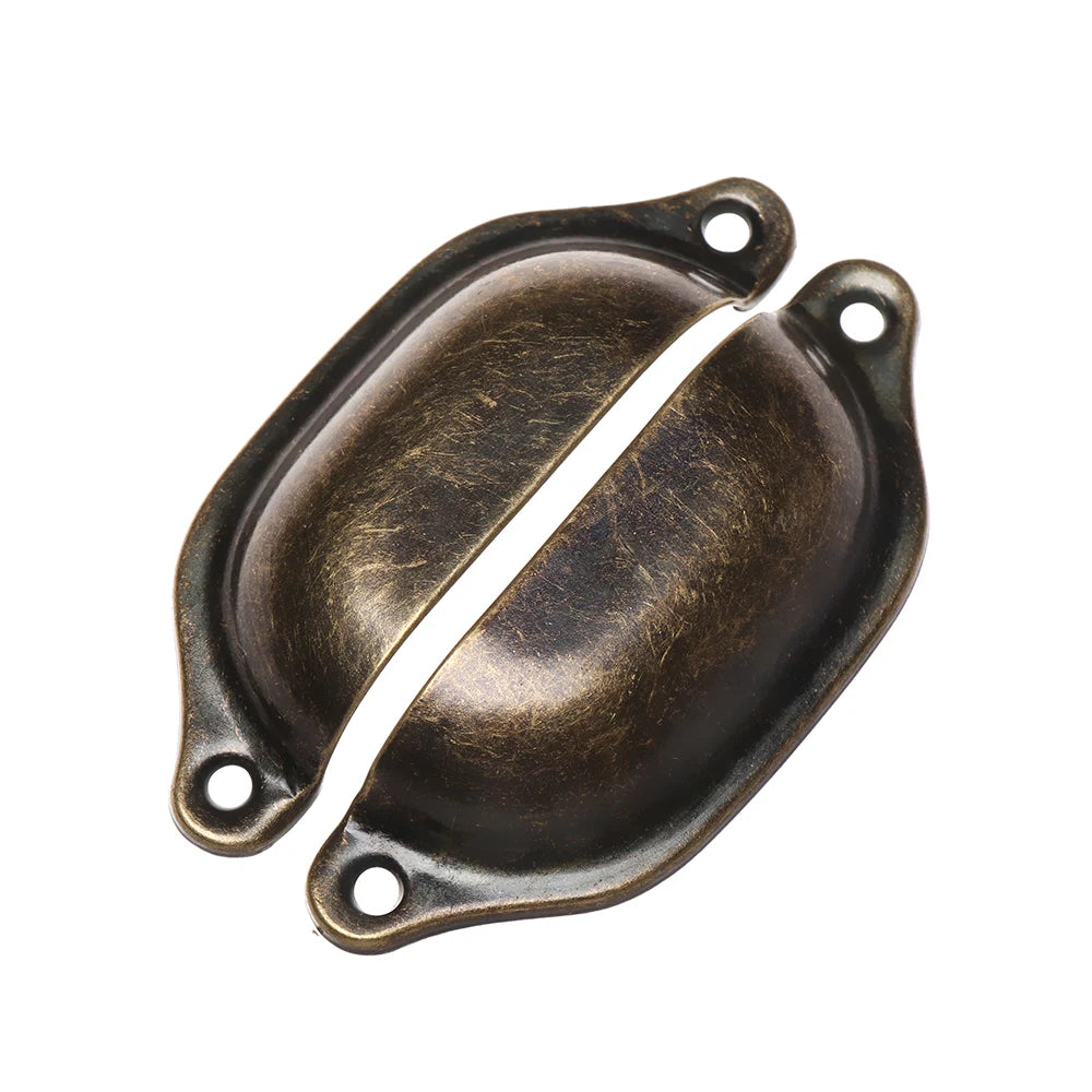 2Pcs Antique Brass Door Handle 98*35*16mm Shell Shape Wardrobe Cabinet Pulls Dresser Drawer Knob Kitchen Cupboard Fittings