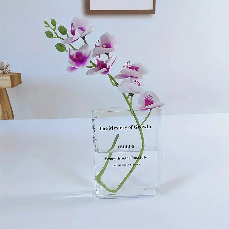 Book Vase French Transparent Acrylic Book-shaped Vase Transparency European-style Decoration for Living Room Hydroponic