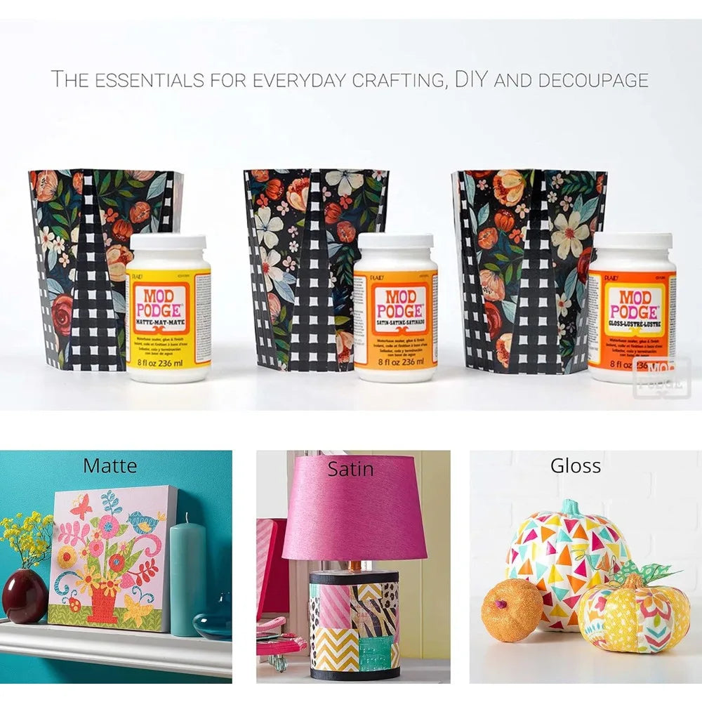 All-in-One Matte Craft Glue & Sealer: Quick Dry, Non-Toxic for Wood, Paper, Fabric - 8 oz Pack