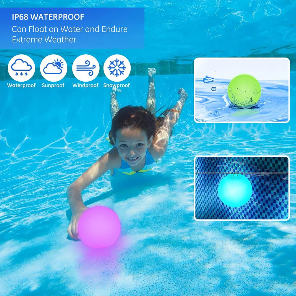 LED Glowing Ball Night Light Remote Control Outdoor LED Garden Ball Light Swimming Pool Luminous Ball for Garden Yard Pool Decor