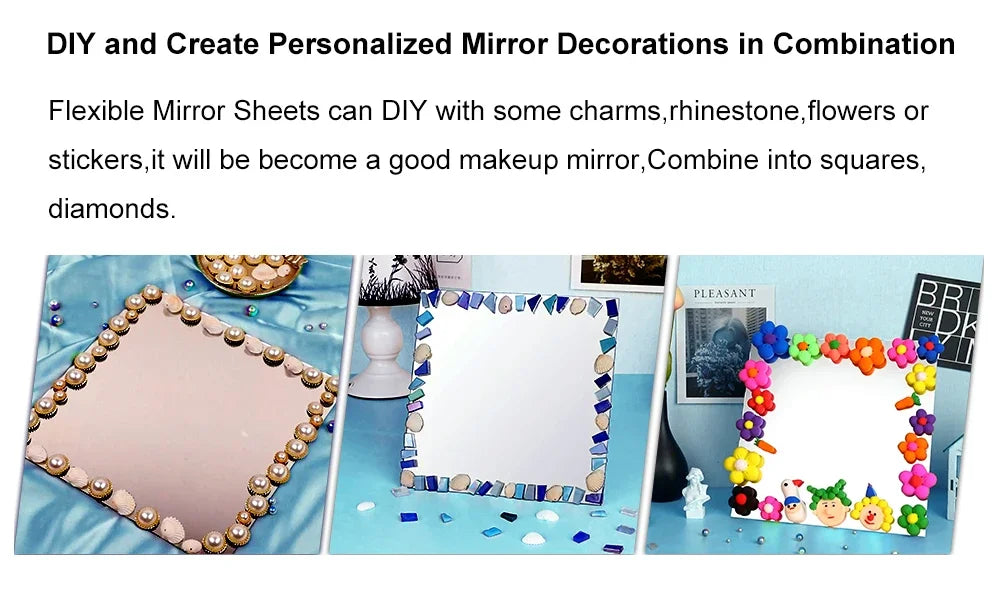 3D Mirror Wall Sticker DIY Square Acrylic Decal 2mm Full Body Wall Mirror Stickers for Bedroom Living Room Home Decor 2/4pcs