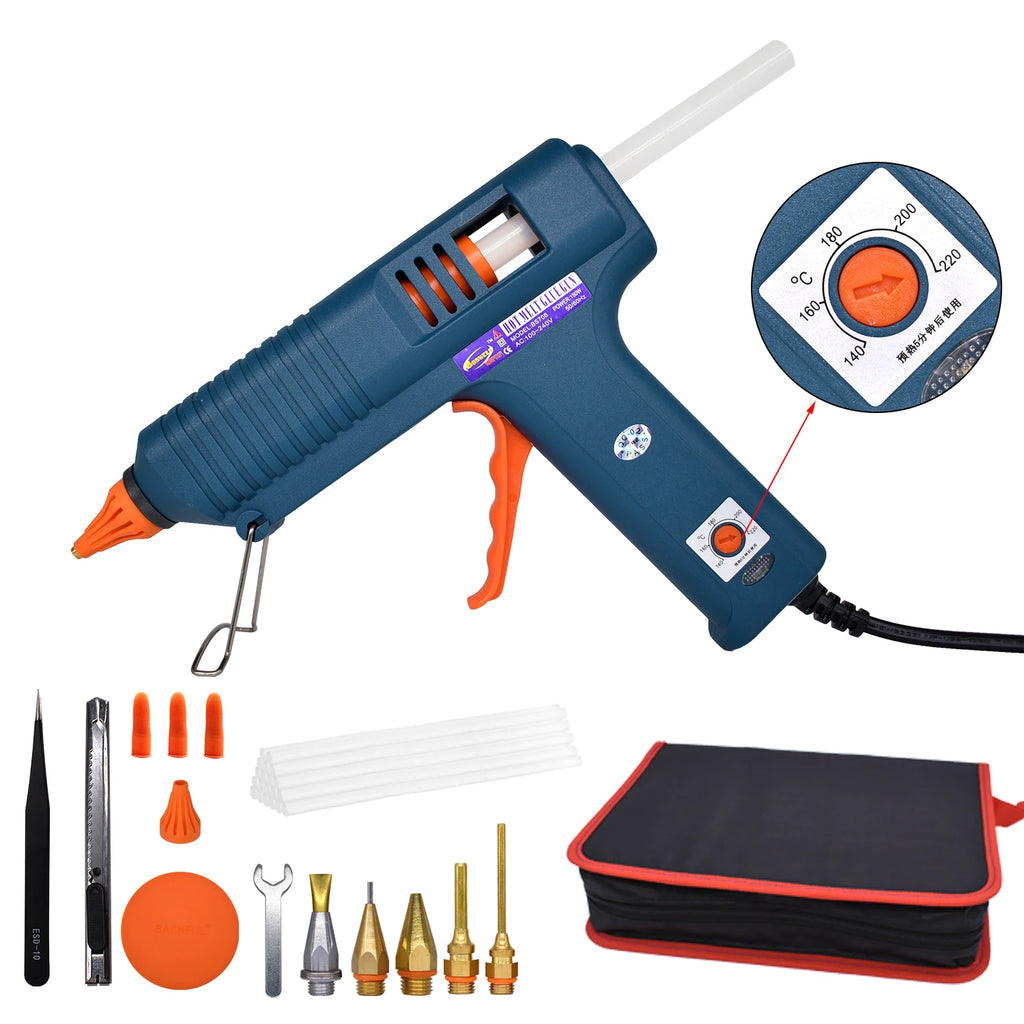 150w Hot Glue Gun, 8 Combinations, Adjustable Temperature, Suitable For Craft Repair Diy Use 11mm Glue Stick Purecopper Nozzle