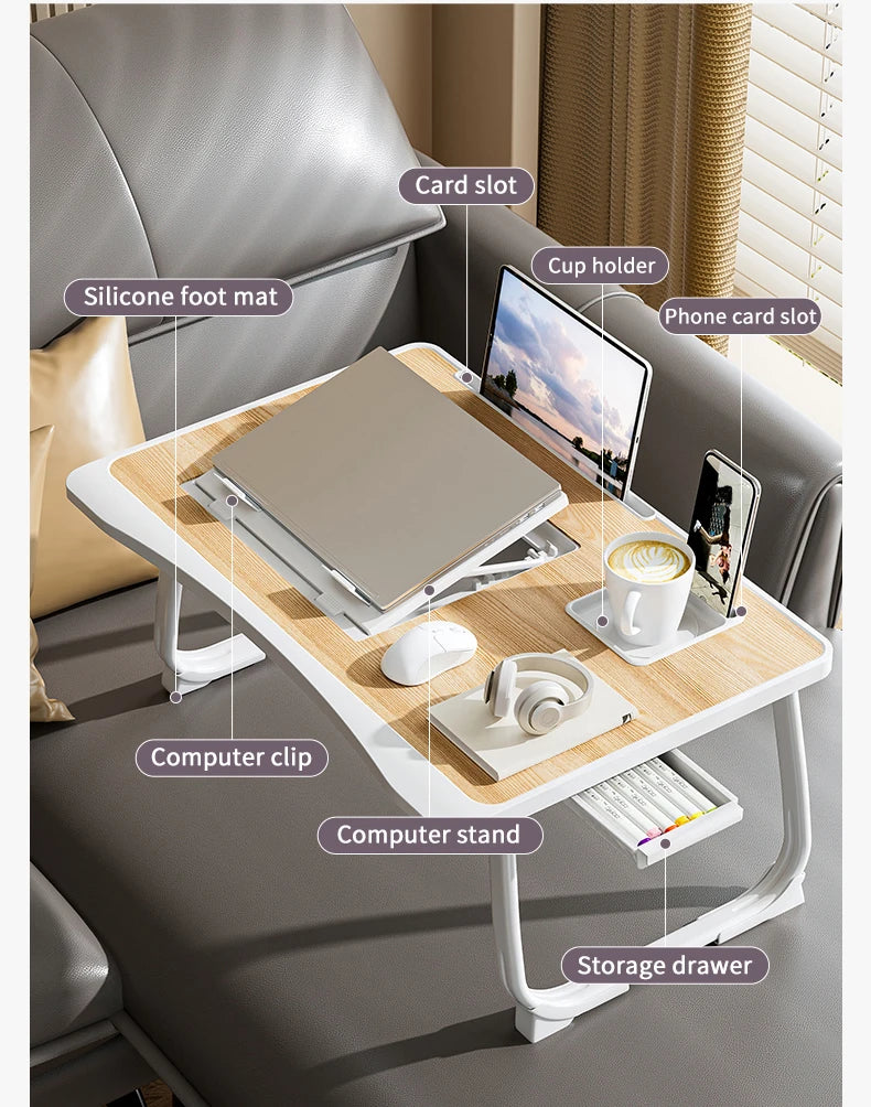 Foldable laptop desk, desktop lifting laptop rack, reading laptop desk, home breakfast tray office desk, study desk with drawers