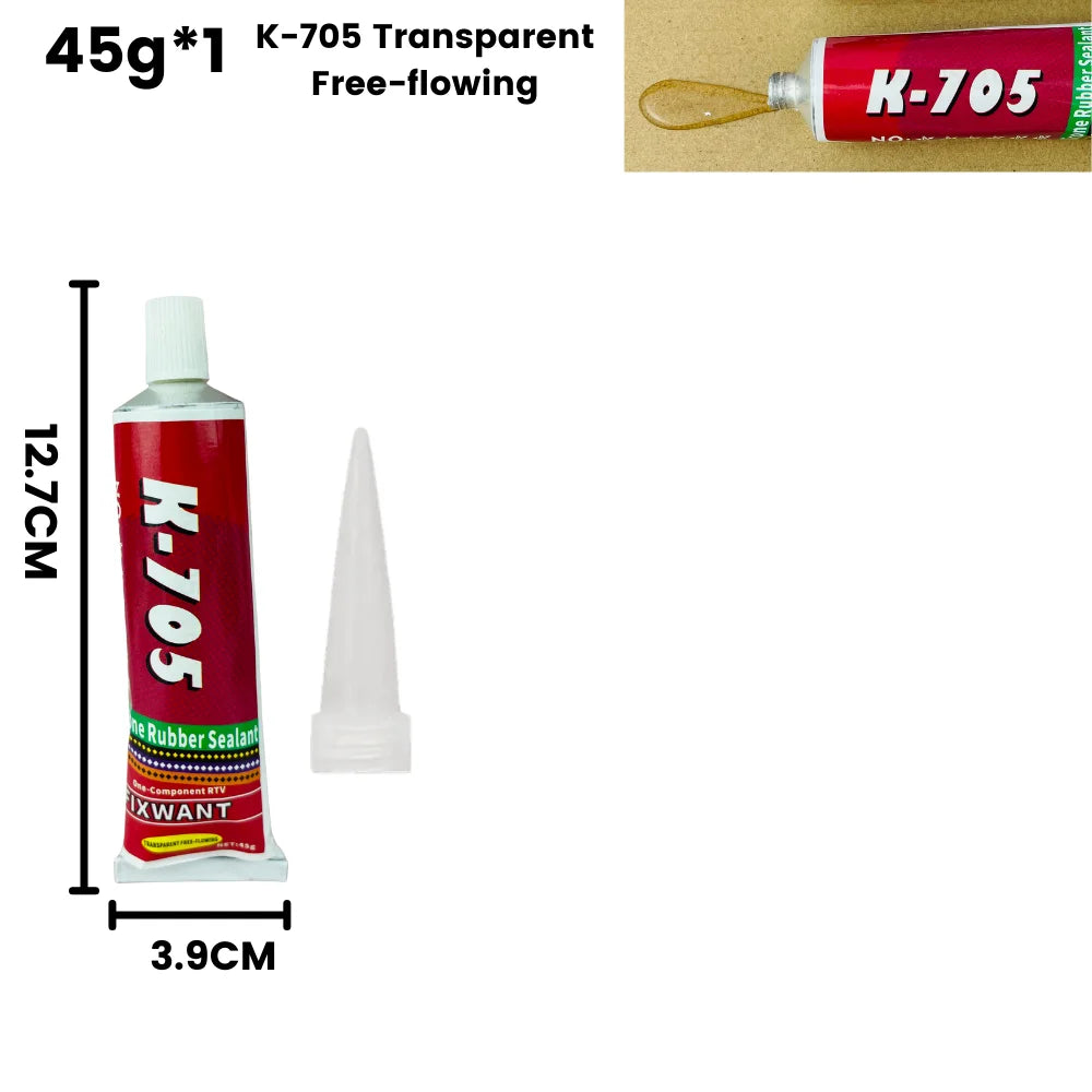 K-703 704 705 706 One-Component RTV Silicone Rubber Sealant Black White Transparent Electronic Component Sealing Glue 45g