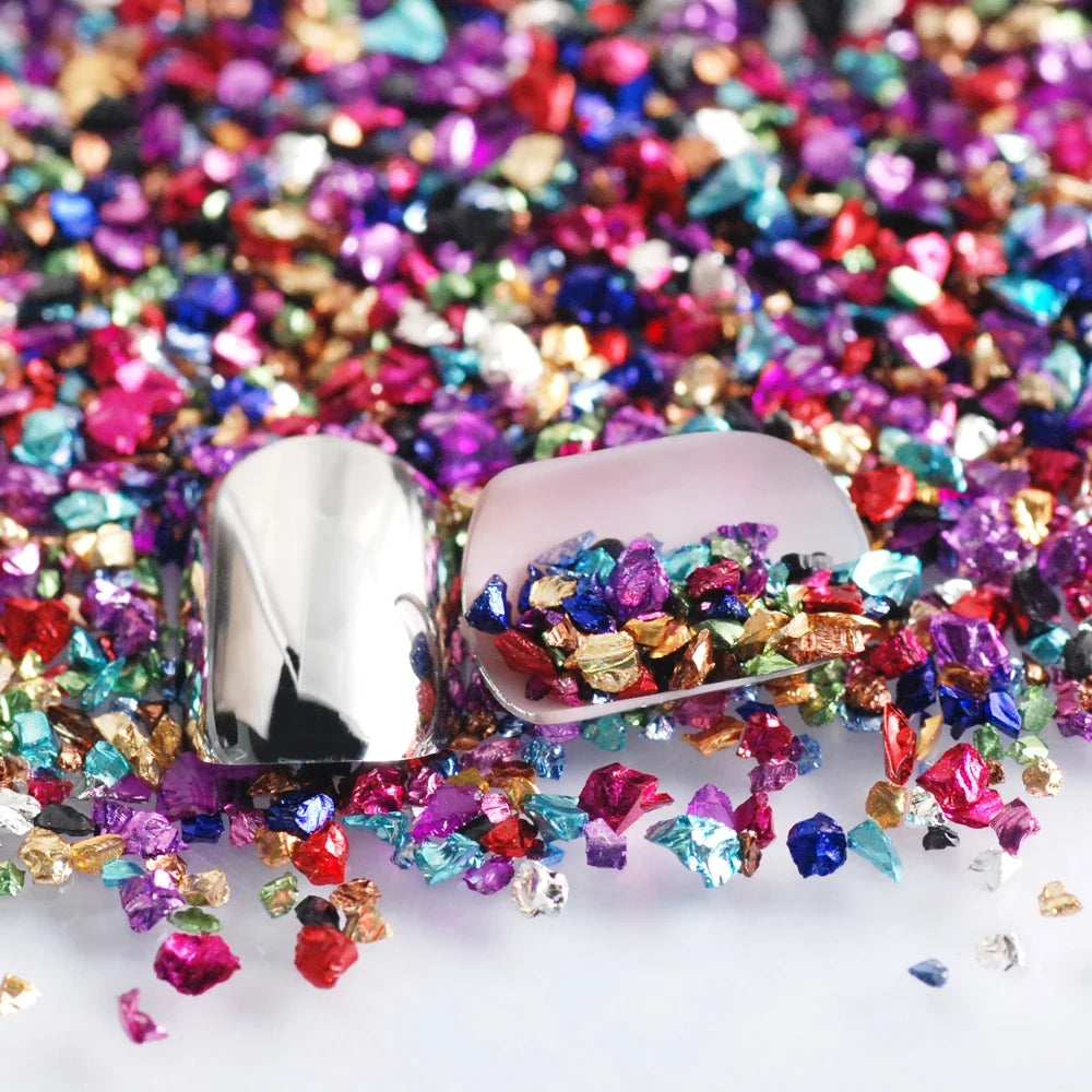 450g/Bag Wholesale Multicolor Flash Irregular Shaped Glass Crushed Stone For DIY 3D Nail Art Decoration/Resin Mold Filler