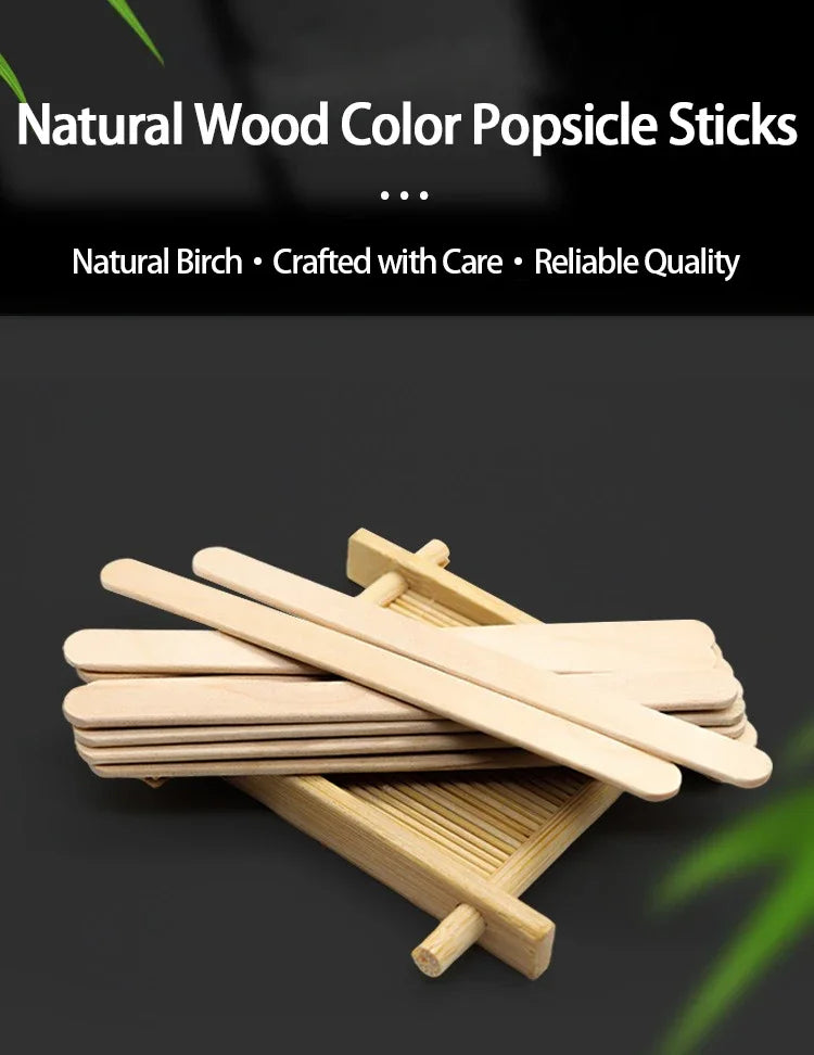 50/100pcs wooden popsicle sticks Hand Crafts Wood Ice Cream Popsicle Sticks DIY Wooden Sticks