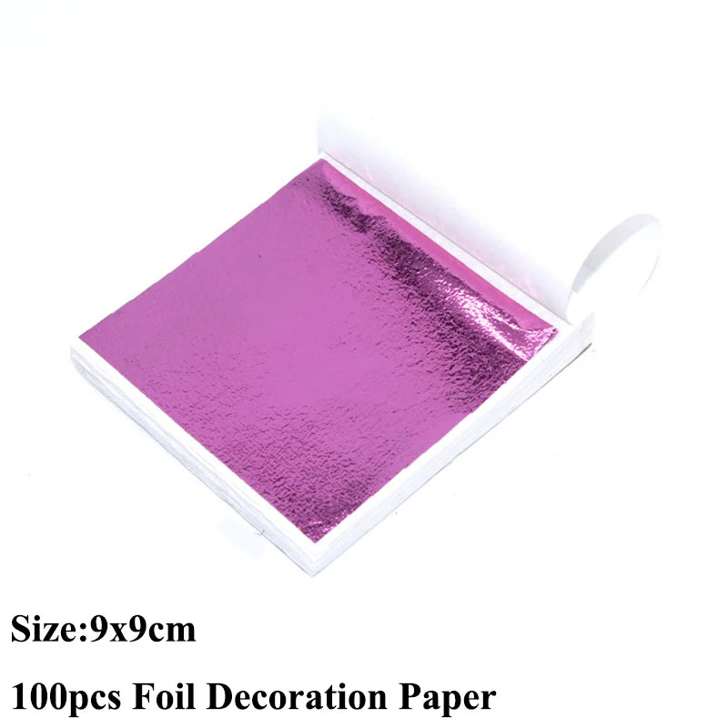 100pcs Imitation Gold Sliver Copper Foil Paper DIY Resin Candle Plaster Craft Leaf Flake Gilding Sheets Art Nail Home Decoration
