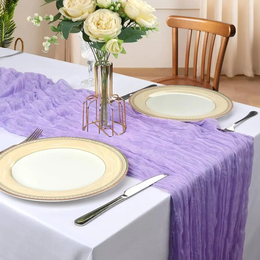 Pack 10FT Lavender Purple Cheesecloth Table Runner 120 Inch Long Gauze Rustic Boho Cheese Cloth Table Runner Sheer Fabric for We