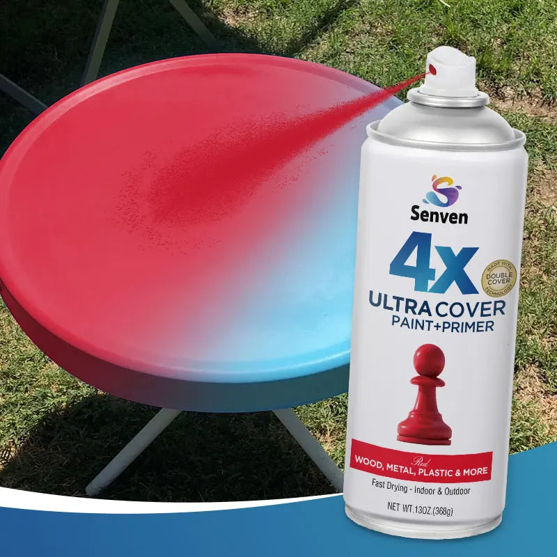 Senven 2 Packs of 26OZ Multi-sided Red Spray Paint Sets Paint + Primer 5 Times Stronger Adhesion Anti-rust Odorless Formula