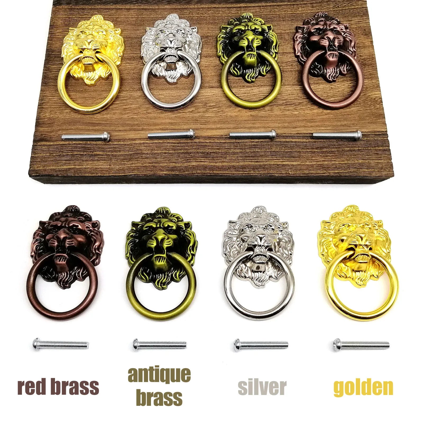 1/2/4/6pcs Lion Head Shape Single Hole Jewelry Chest Box Cabinet Cupboard Dresser Drawer Handle Pull Knob Ring 4 color 41x69mm