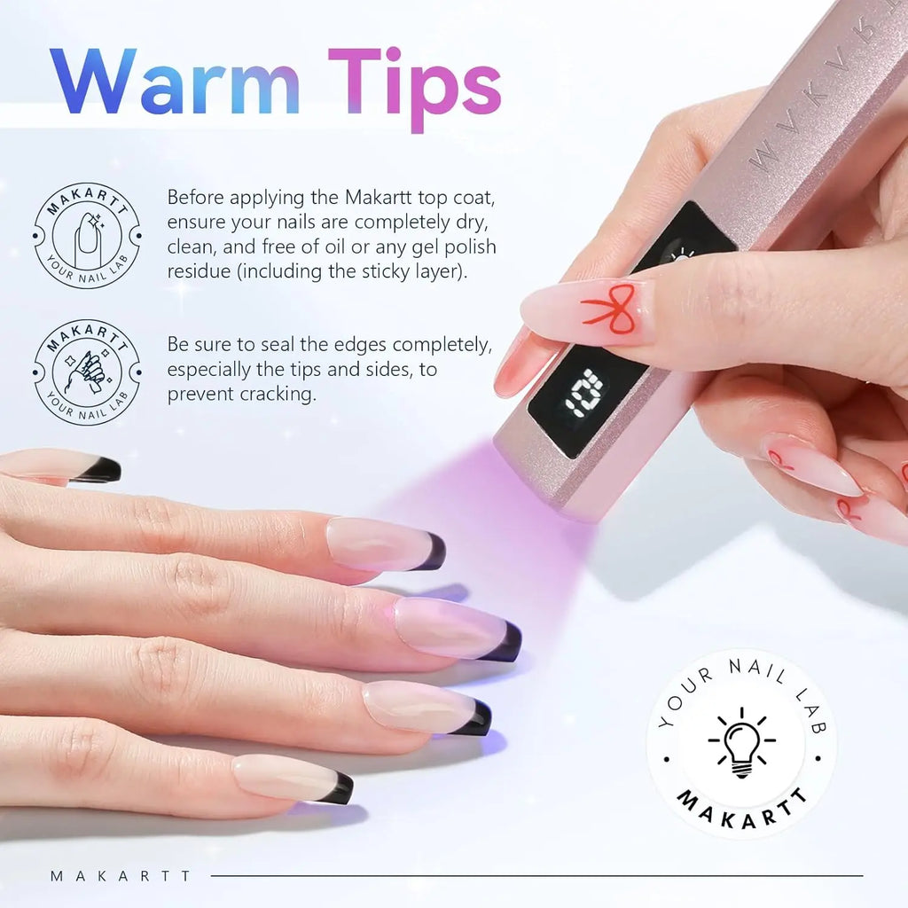 Makartt Gel Top Coat - 2PCS No Wipe Top Coat Gel Nail Polish High Glossy Shine Finish Long Lasting, 10ML Clear Soak Off UV/LED