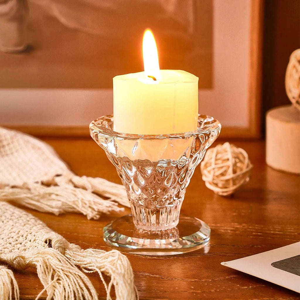 1PC, transparent glass material candlestick, interior decoration candlestick, home life decoration, pure handcrafted art