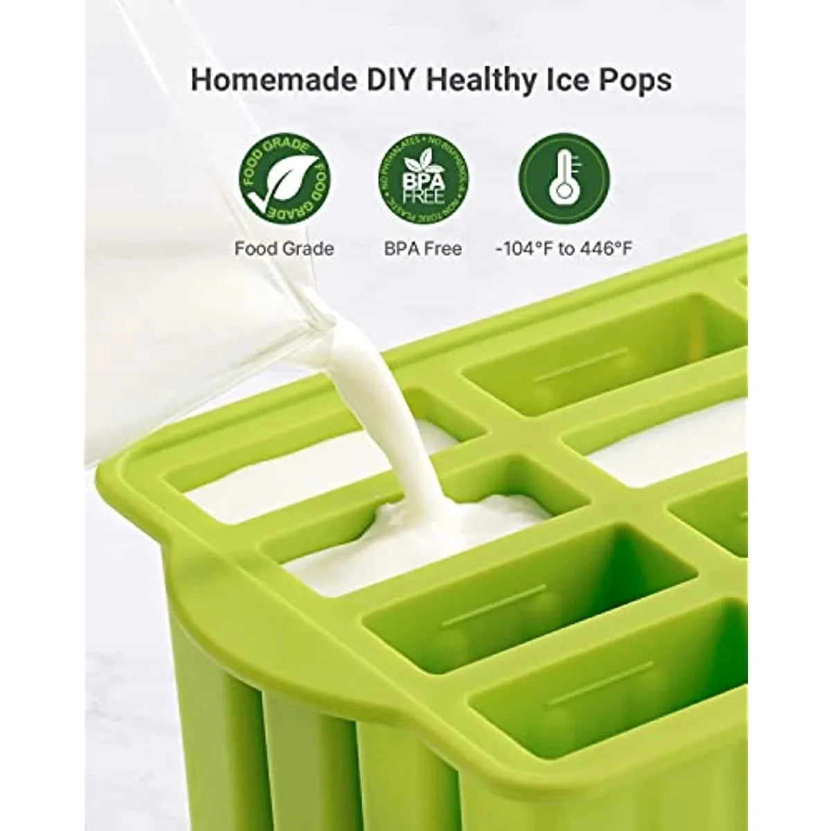 12 Pieces Silicone Popsicle Maker Molds Food Grade Ice Molds With Ice Cream With 50 Popsicle Sticks Popsicles Molds Household