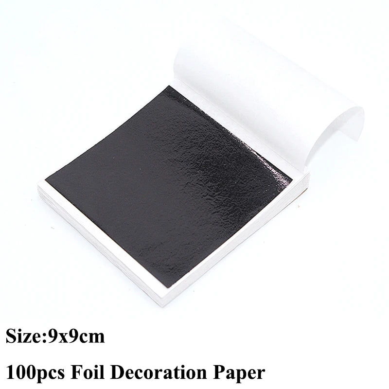 100pcs Imitation Gold Sliver Copper Foil Paper DIY Resin Candle Plaster Craft Leaf Flake Gilding Sheets Art Nail Home Decoration