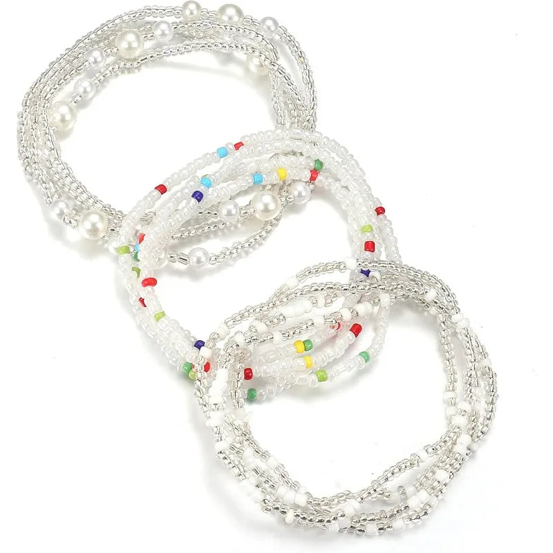 3Pcs Waist Beads for Women Belly Beads Elastic Chain African Waist Beads for Women Plus Size Bikini Jewelry