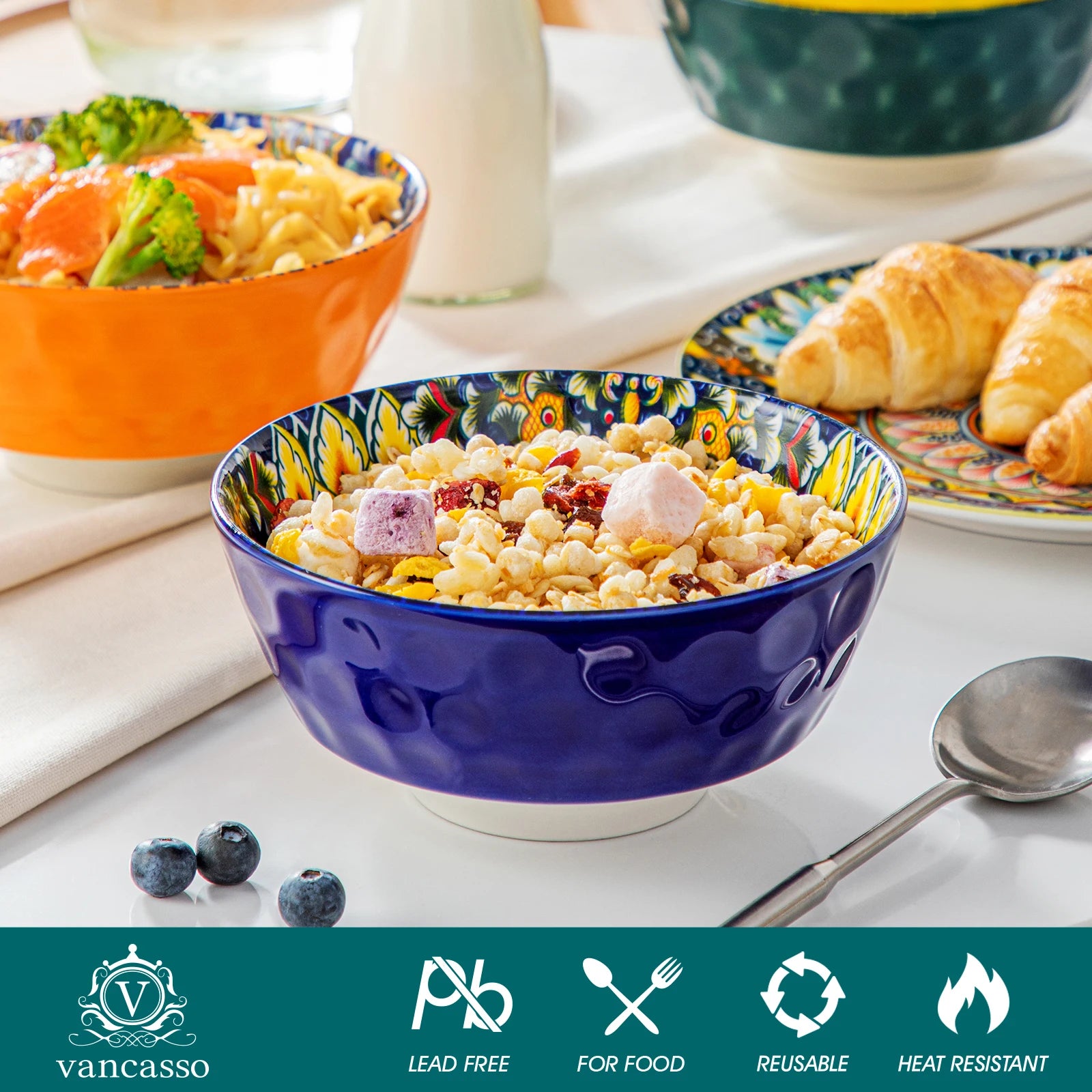 vancasso 6/12 Piece Ceramic Soup Bowls 4.7 inch Soup Bowls Colorful Bowls Dishwasher Oven Safe  for Cereal/Soup/Oatmeal