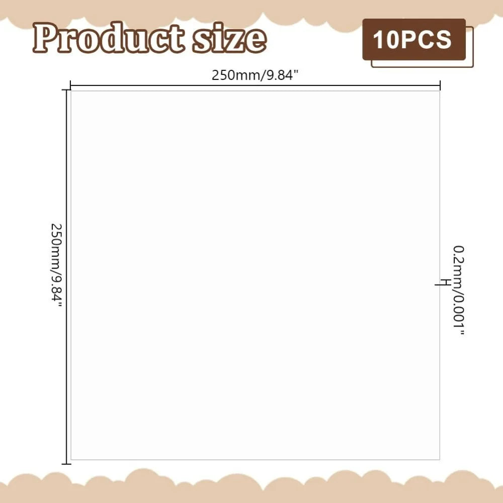 10 Sheets Clear PET Sheet 9.84 x 9.84 Inch Transparent 0.2mm Thin Plastic Sheets Thin Acrylic Panel for Crafts Picture Frames