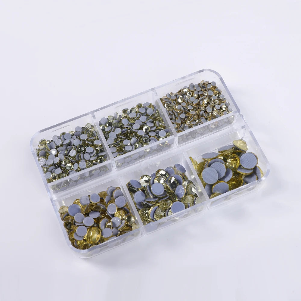 SS6-SS30 Boxed Glass Hotfix Crystal Mix Size Flatback Rhinestones Iron On Diamond Stones For Nail Art Crafts Dress Decoration