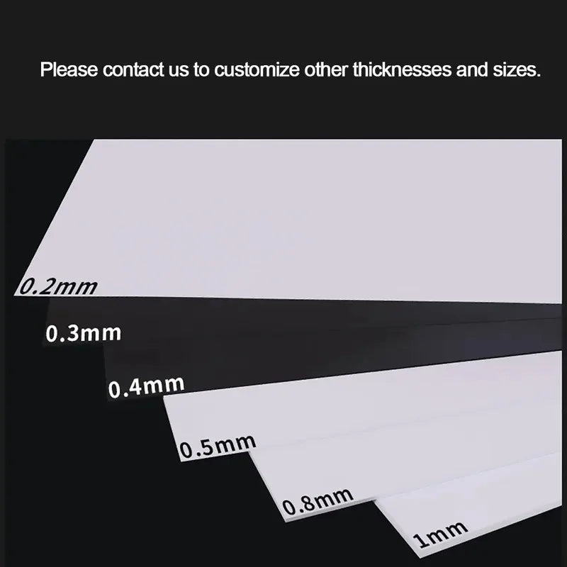 PVC Plastic Sheet Hard Rigid Board White Black Plastic Sheet Model Making Material Handmade Pad Panel Plate Thickness 0.2-2mm